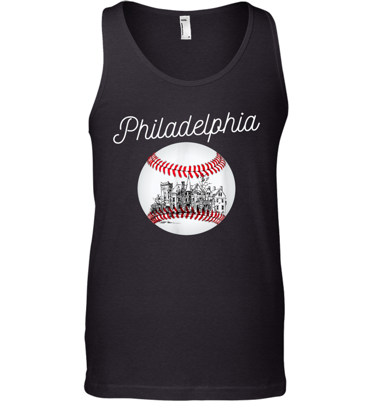 Philadelphia Baseball Philly Tshirt Ball and Skyline Tank Top - giftteeshirt4u