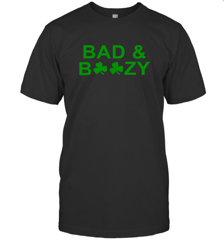 Bad And Boozy St Patrick's Day Funny Drinking Crewneck T-Shirt - giftteeshirt4u