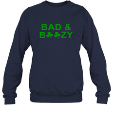 Bad And Boozy St Patrick's Day Funny Drinking Crewneck Sweatshirt - giftteeshirt4u
