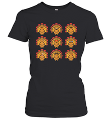 Trending Turkey Face Emoij Characters Collage Funny Thanksgiving Women's T-Shirt - giftteeshirt4u