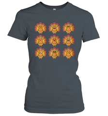 Trending Turkey Face Emoij Characters Collage Funny Thanksgiving Women's T-Shirt - giftteeshirt4u