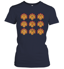 Trending Turkey Face Emoij Characters Collage Funny Thanksgiving Women's T-Shirt - giftteeshirt4u