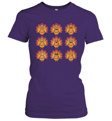 Trending Turkey Face Emoij Characters Collage Funny Thanksgiving Women's T-Shirt - giftteeshirt4u
