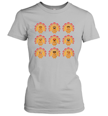 Trending Turkey Face Emoij Characters Collage Funny Thanksgiving Women's T-Shirt - giftteeshirt4u