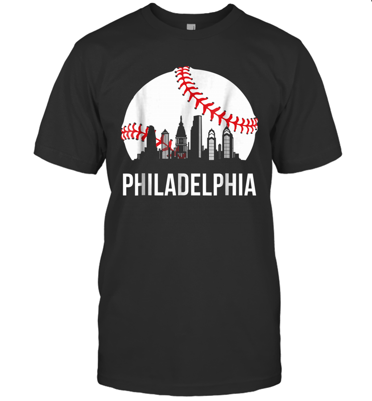 Philadelphia Downtown Baseball Philly Skyline T-Shirt - giftteeshirt4u